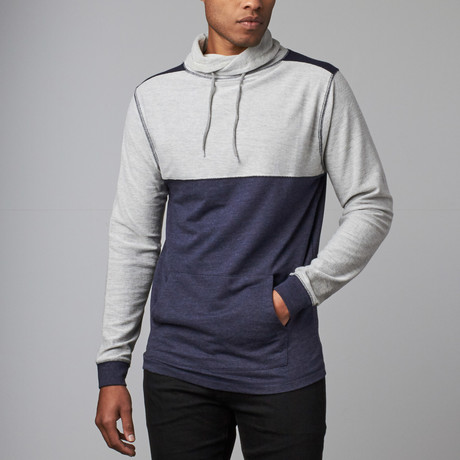 Hooded Knit Sweatshirt // Heather Navy + Light Grey (S)