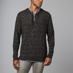 Henley Knit Hoodie // Black + Grey (L)