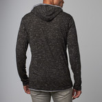 Henley Knit Hoodie // Black + Grey (L)