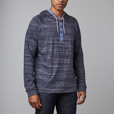 Henley Sleeve Knit Hoodie // Navy (S)