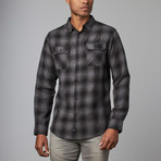 Long-Sleeve Flannel Button Up Shirt // Charcoal (M)