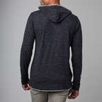 Henley Knit Hoodie // Teal + Grey (S)