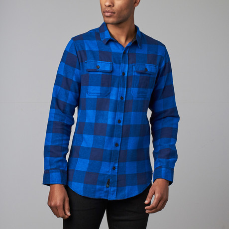 Long-Sleeve Flannel Shirt// Blue (S)