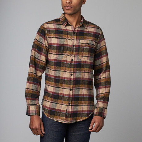 Burnside // Long-Sleeve Flannel Shirt // Khaki (L)