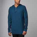 Henley Knit Hoodie // Teal (L)