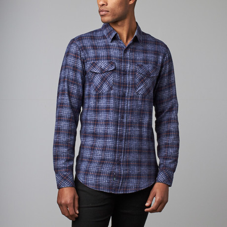 Long-Sleeve Flannel Shirt // Indigo (S)