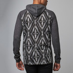 Raglan Sleeve Knit Hoodie // Black + White (S)