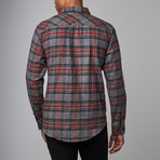 Long-Sleeve Flannel Shirt // Charcoal + Red (S)