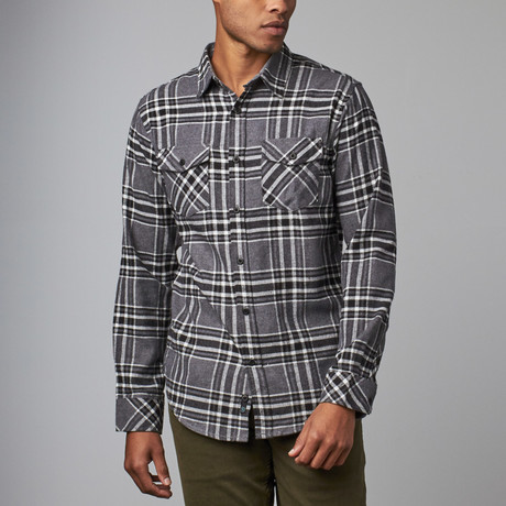 Long-Sleeve Flannel Button-Up // Charcoal (S)