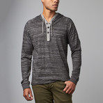 Raglan Sleeve Knit Hoodie // Black + Grey (S)