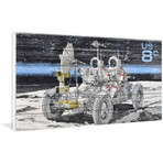 Rover On The Moon Stamp // White Wood (40"W x 20"H x 1.5"D)