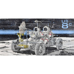 Rover On The Moon Stamp // White Wood (40"W x 20"H x 1.5"D)