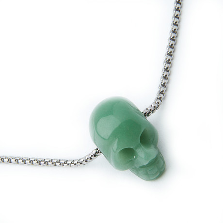 Green Aventurine Skull Necklace