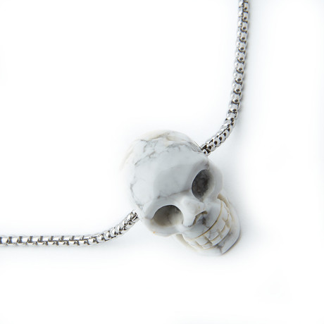 Howlite Skull Necklace // White