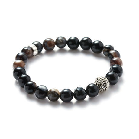 Beaded Ball Bracelet // Agate + Silver Ball