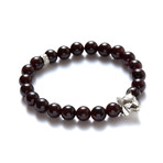 Beaded Wolf Bracelet // Garnet + Silver Wolf