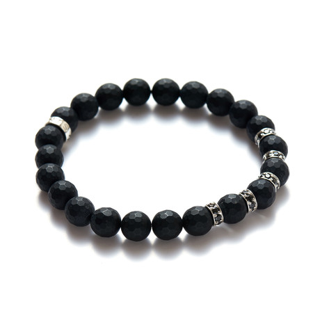 Beaded Loop Bracelet // Matte Onyx + Silver