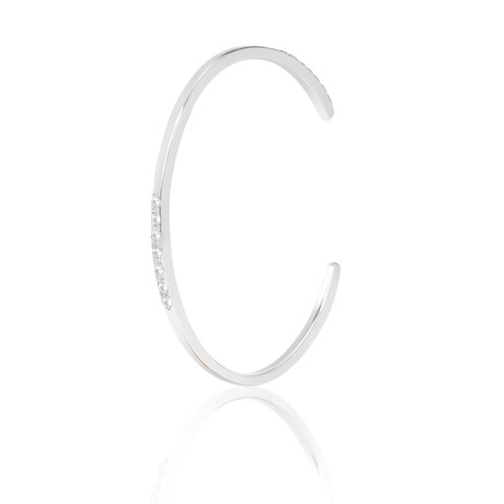 Crystal Inlaid Bangle // Silver