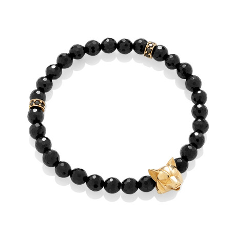 Beaded Wolf Bracelet // Spinelle + Gold Wolf