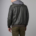 X-Ray Jeans // Ribbed Detail Faux Leather Jacket // Olive (M)