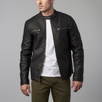 Textured Faux Leather Jacket // Black (M)