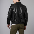 Hooded Faux Leather Jacket // Black (M)