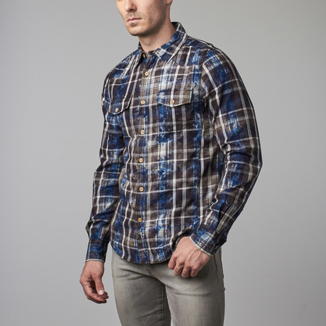 Plaid Button-Up Shirt // Blue (S)