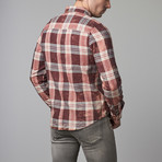 Plaid Button-Up Shirt // Red + Brown (M)