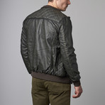 X-Ray Jeans // Ribbed Detail Faux Leather Jacket // Olive (M)