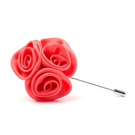 Rose Triplet Lapel Pin // Coral