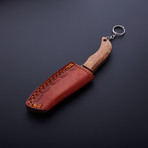 Damascus Handmade Keychain Knife + Sheath // KC-10