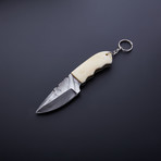 Damascus Handmade Keychain Knife + Sheath // KC-09