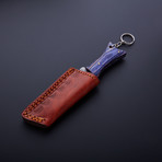 Damascus Handmade Keychain Knife + Sheath // KC-08