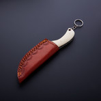 Damascus Handmade Keychain Knife + Sheath // KC-07