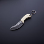 Damascus Handmade Keychain Knife + Sheath // KC-07