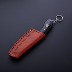 Damascus Handmade Keychain Knife + Sheath // KC-04