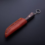 Damascus Handmade Keychain Knife + Sheath // KC-03