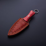 Damascus Handmade Double Edge Keychain Knife + Sheath // KC-02