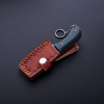 Damascus Handmade Keychain Knife + Sheath // KC-01