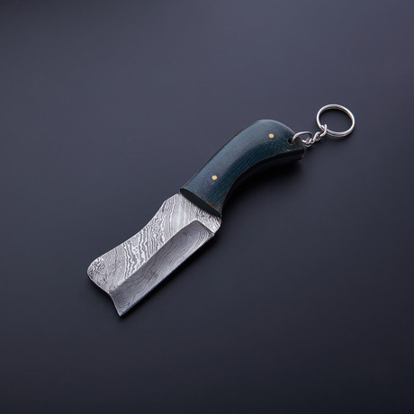 Damascus Handmade Keychain Knife + Sheath // KC-01