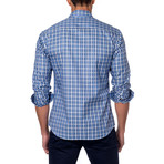 Medium Plaid Button-Up Shirt / Blue + White (S)