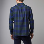 Gingham Herringbone Plaid Button-Up Shirt // Green (L)