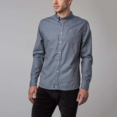 Button Collar Jaspe Shirt // Blue (S)