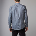Button Collar Jaspe Shirt // Blue (M)