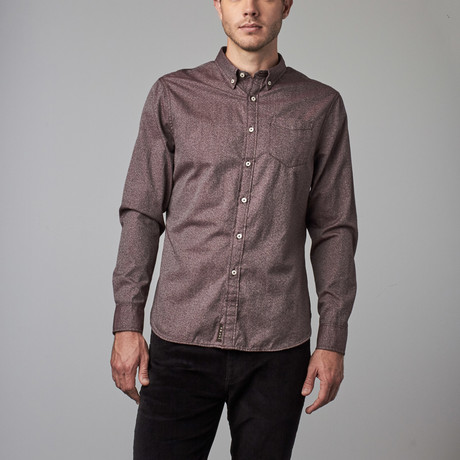 Button Collar Jaspe Shirt // Burgundy (S)
