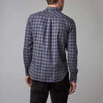 Gingham Herringbone Plaid Button-Up Shirt // Blue (M)