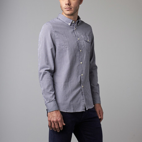 Doby Gingham Button-Down Shirt // Blue (S)