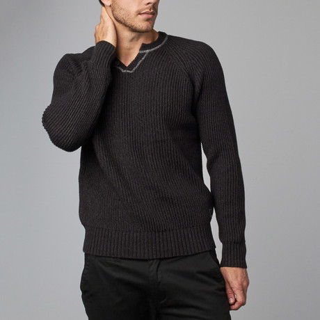 Two-Button Pullover Sweater // Charcoal (S)