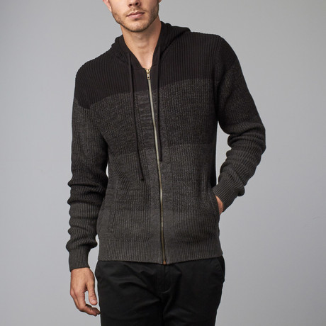 Hooded Zip-Up Sweater // Black (S)