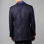 Paisely Dinner Jacket + Pocket Square // Navy + White (US: 36S)